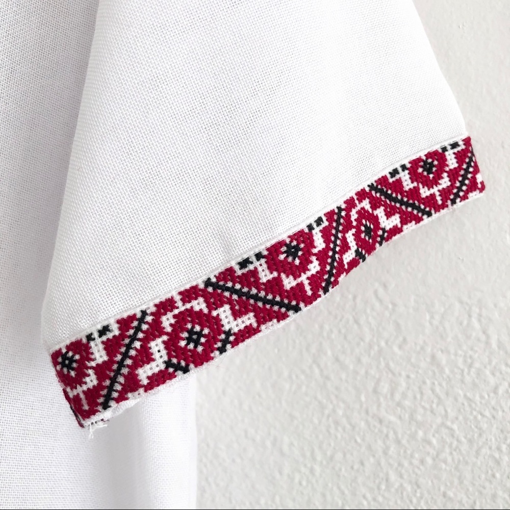 White Ukranian Vyshyvanka Shirt Short Sleeve - Picture 5 of 5